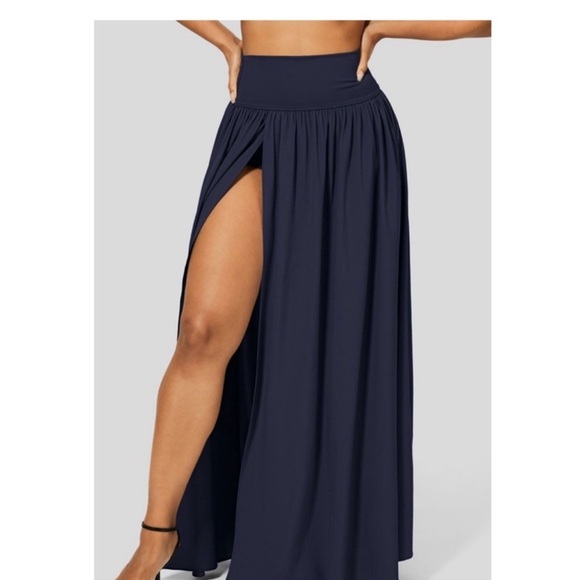 HALARA Dresses & Skirts - Halara High Slit Lined Maxi Skirt S Blue